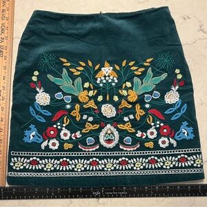 Simple Green Floral Embroidered Mini Skirt - Boho Life